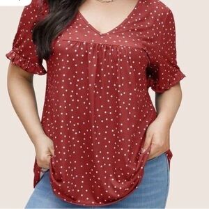 BloomChic Red Polka Dot Blouse Top NWT - Size XL 14-16. Ruffle sleeves